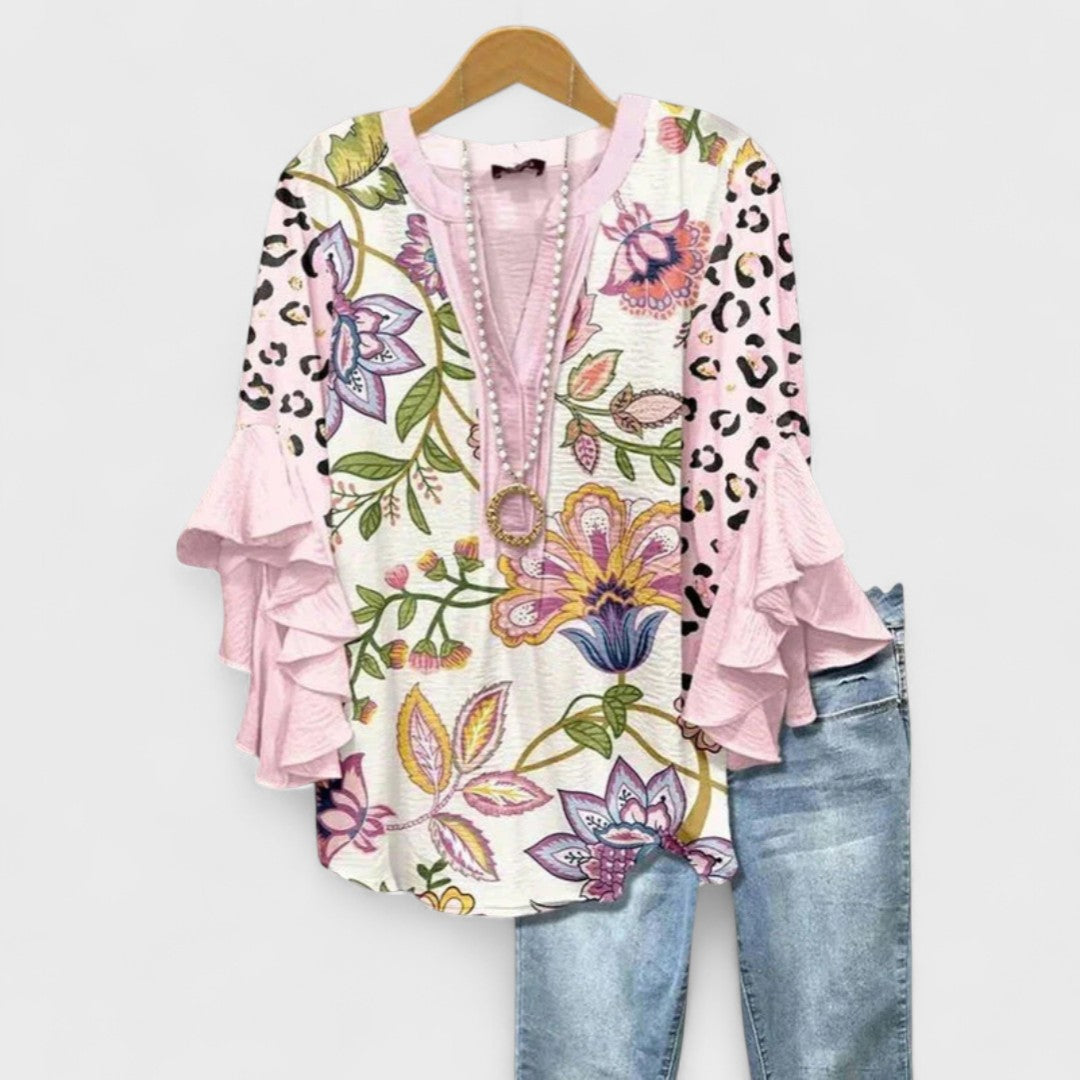 Cloé - Blouse avec Fleurs Élégantes