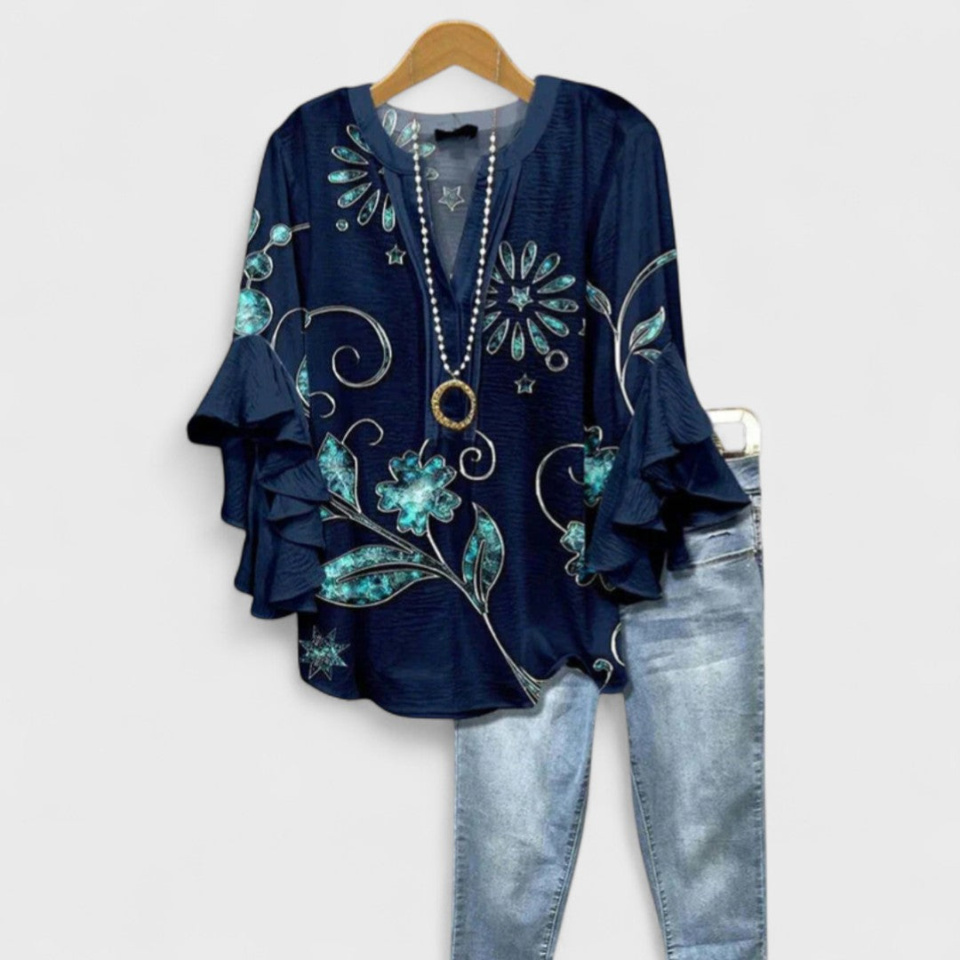 Cloé - Blouse avec Fleurs Élégantes