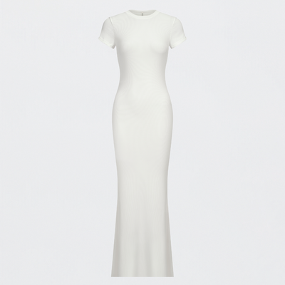 Robe T-shirt Maxi à Côtes - Vente Exclusive