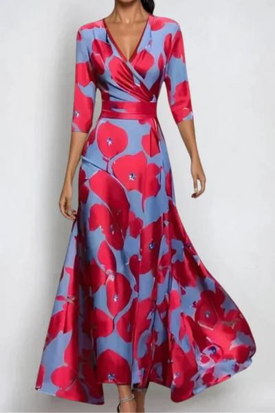 Elisa - Élégante robe portefeuille à motifs floraux