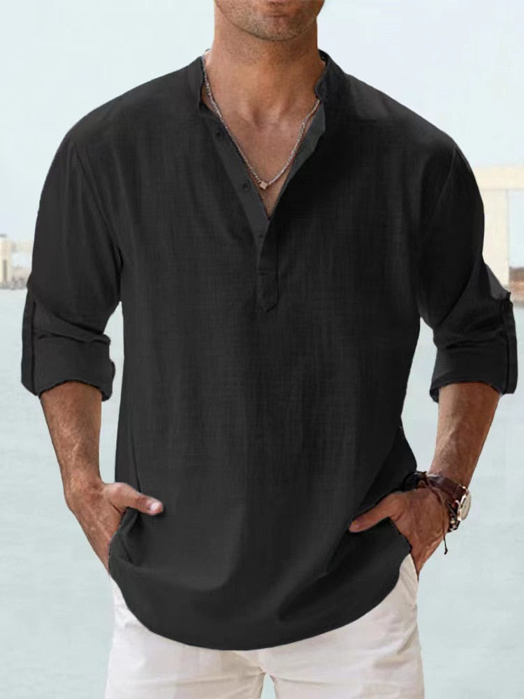 Amévie™ | “Vince” Chemise en Lin Respirante