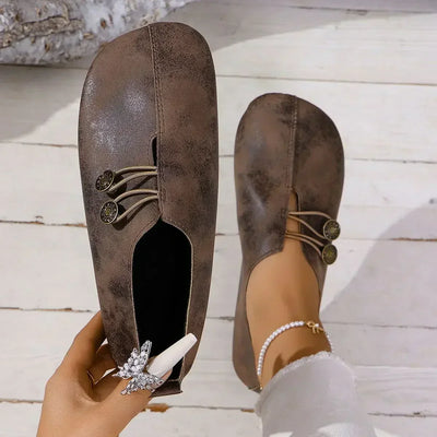 Mocassins Boutonnés En Daim Pour Femme