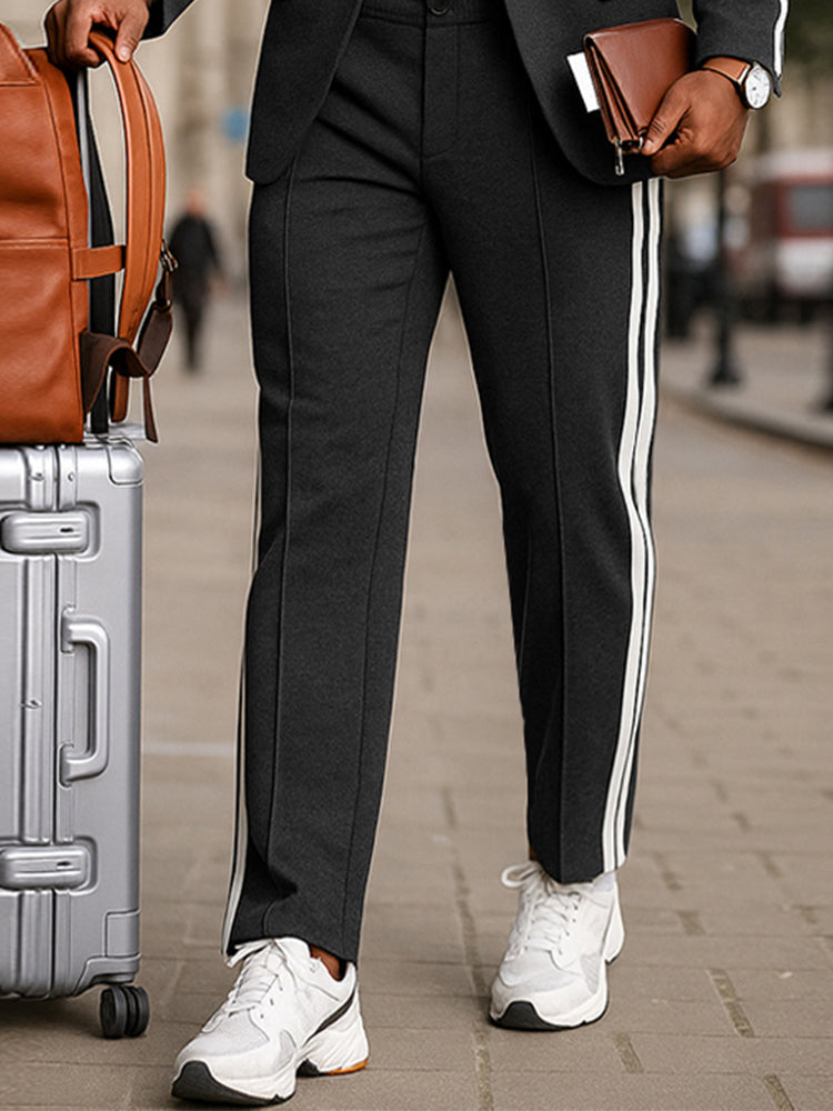 Ensemble pantalon et blazer à rayures latérales modernes