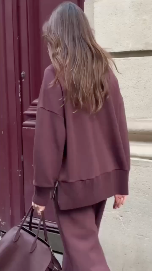 Amévie™ | Jessy  Ensemble composé d'un sweat-shirt doux et d'un pantalon élastique