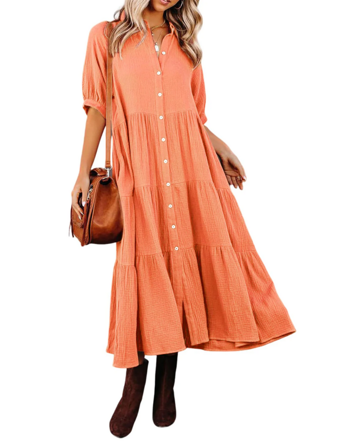 Cloé | Robe Chemise Volants Luxueuse
