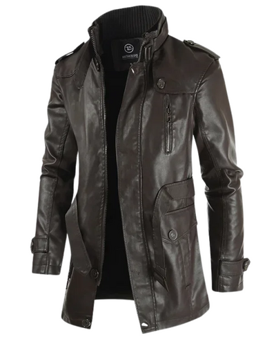 Longue Veste en Cuir Élégante pour Biker