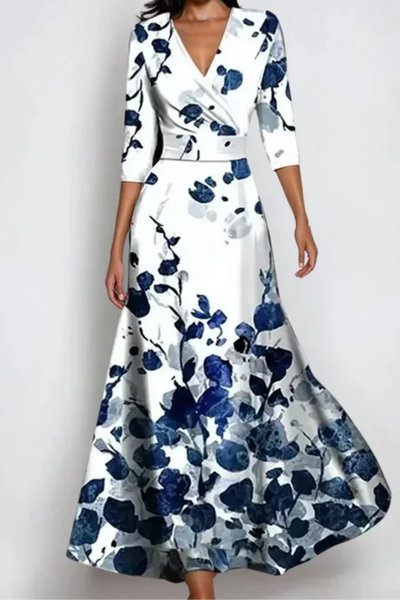 Elisa - Élégante robe portefeuille à motifs floraux