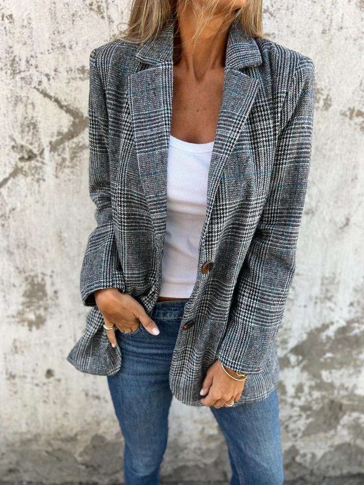 Margaux - Blazer décontracté à carreaux avec revers