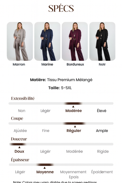 ⏳Offre temporaire⏰Élégant ensemble de 3 pièces composé d'un long gilet, d'un top et d'un pantalon💞