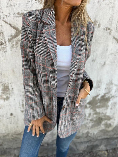 Margaux - Blazer décontracté à carreaux avec revers