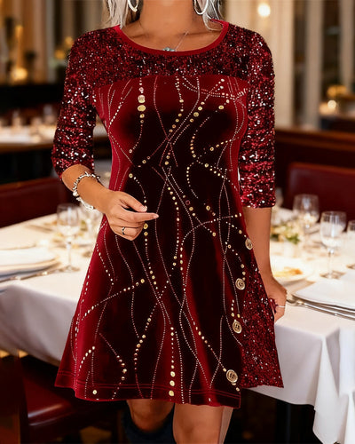 Robe Avec Détails Panneaux En Paillasson Et Velours