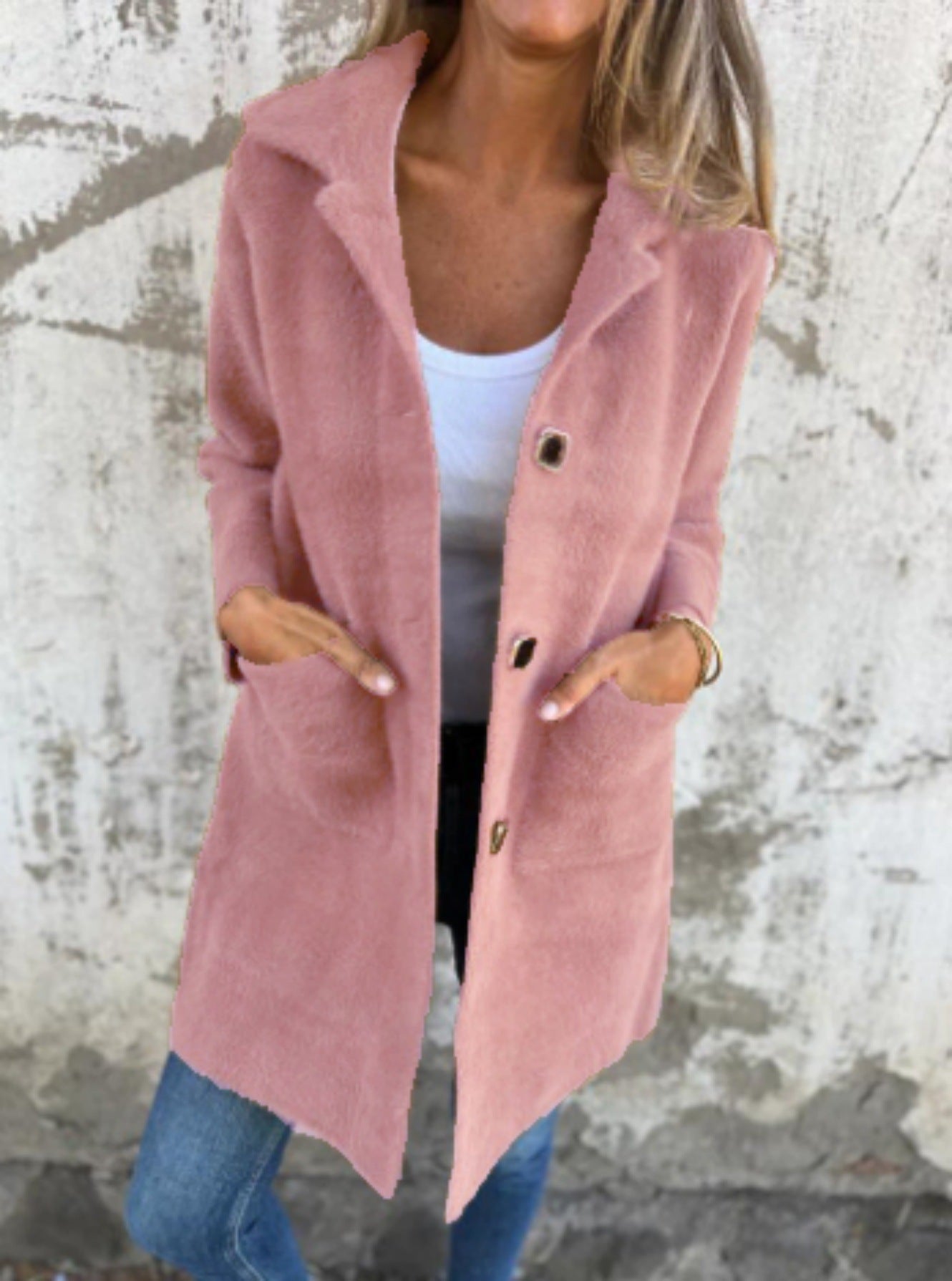 Manteau décontracté à un seul rang avec revers