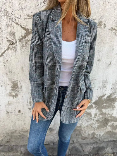 Margaux - Blazer décontracté à carreaux avec revers