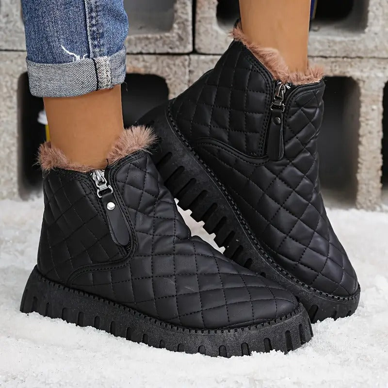Riviana - Bottes d'hiver en cuir pour femmes avec soutien orthopédique