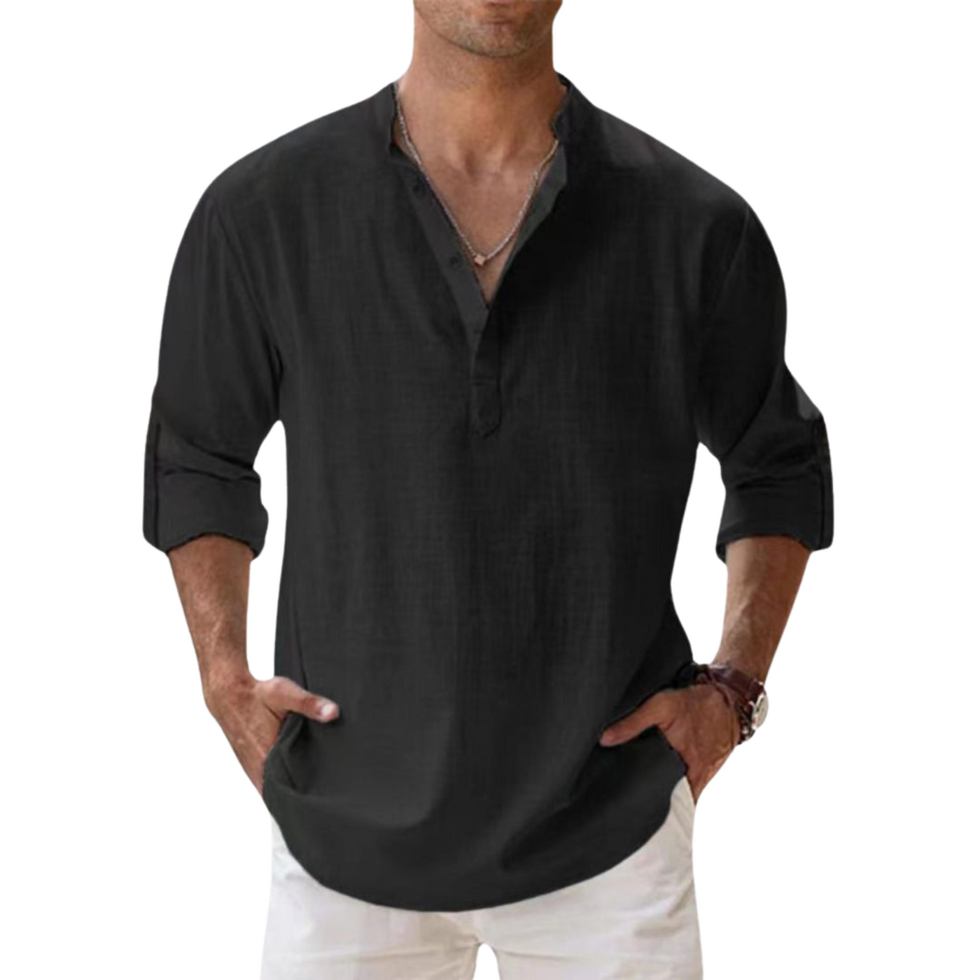 Amévie - Chemise Henley en coton effet lin