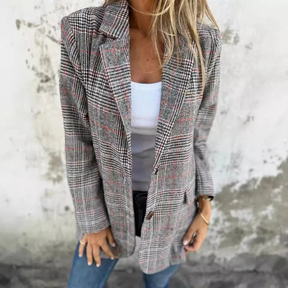 Margaux - Blazer décontracté à carreaux avec revers
