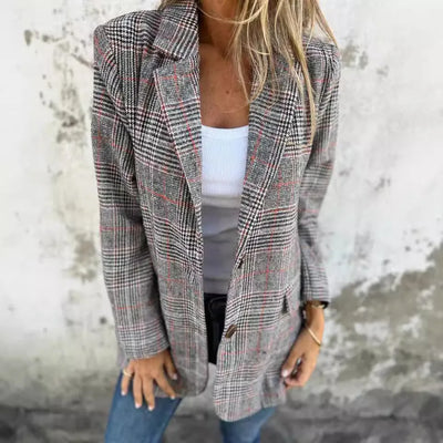Margaux - Blazer décontracté à carreaux avec revers