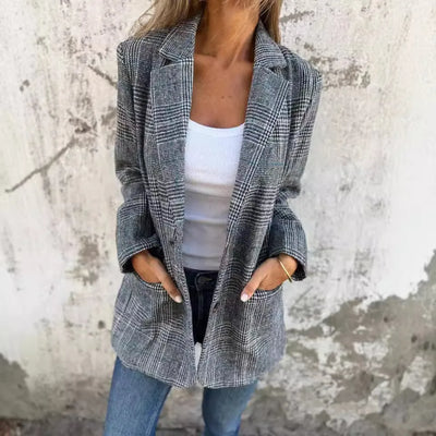 Margaux - Blazer décontracté à carreaux avec revers