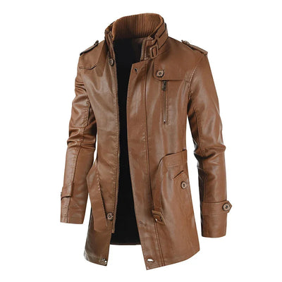 Longue Veste en Cuir Élégante pour Biker