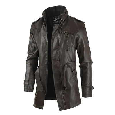 Longue Veste en Cuir Élégante pour Biker