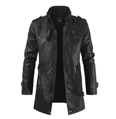 Longue Veste en Cuir Élégante pour Biker