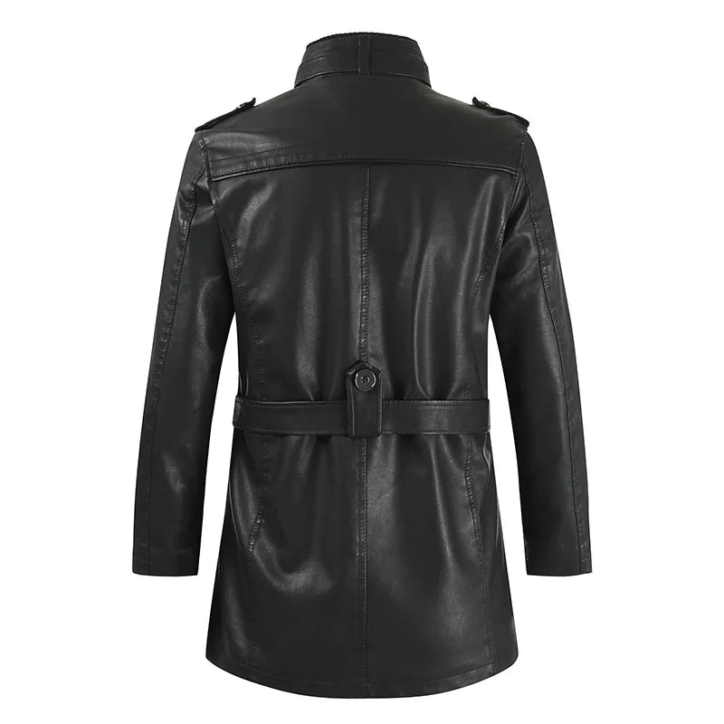 Longue Veste en Cuir Élégante pour Biker