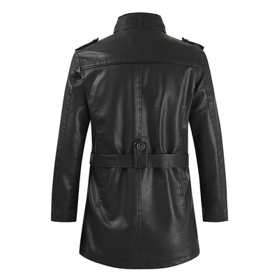 Longue Veste en Cuir Élégante pour Biker
