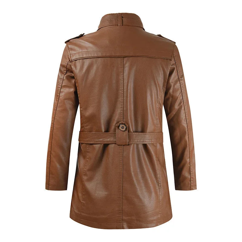 Longue Veste en Cuir Élégante pour Biker