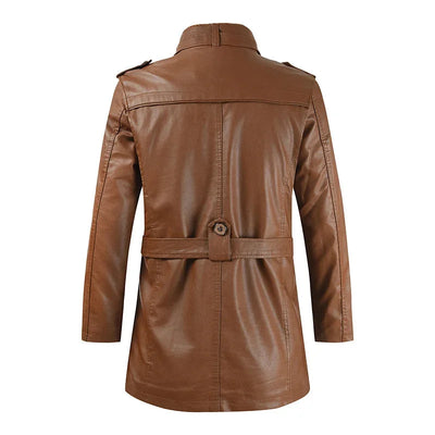 Longue Veste en Cuir Élégante pour Biker