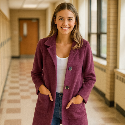 Manteau décontracté à un seul rang avec revers
