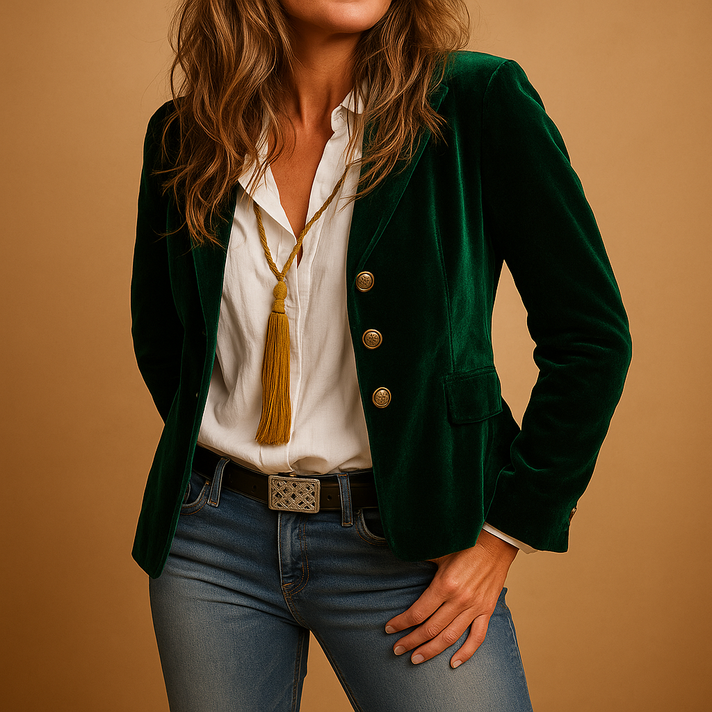 Elvaria™ - Blazer rétro slim fit avec revers et poches pour femmes