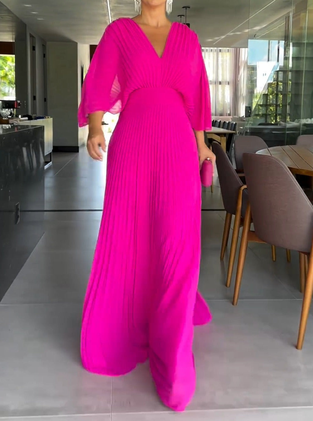 Sassa - Robe Flottante à Rayures avec Décolleté en V