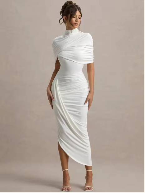Taylor - Robe Maxi Asymétrique avec Détails Torsadés