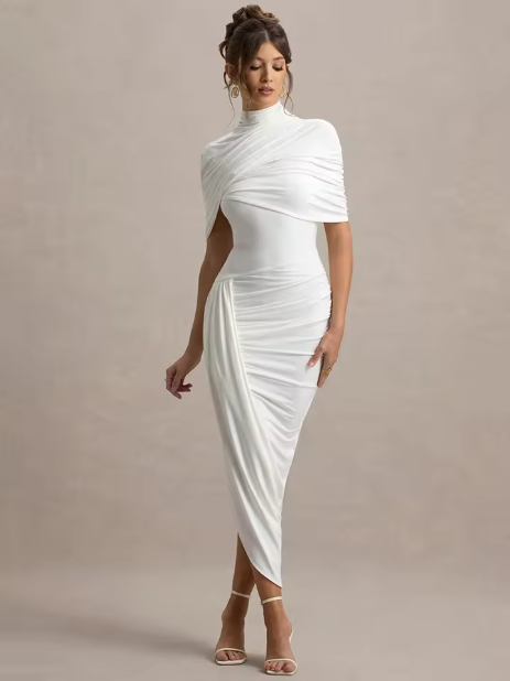 Taylor - Robe Maxi Asymétrique avec Détails Torsadés
