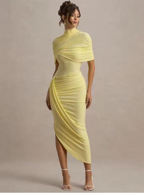 Taylor - Robe Maxi Asymétrique avec Détails Torsadés